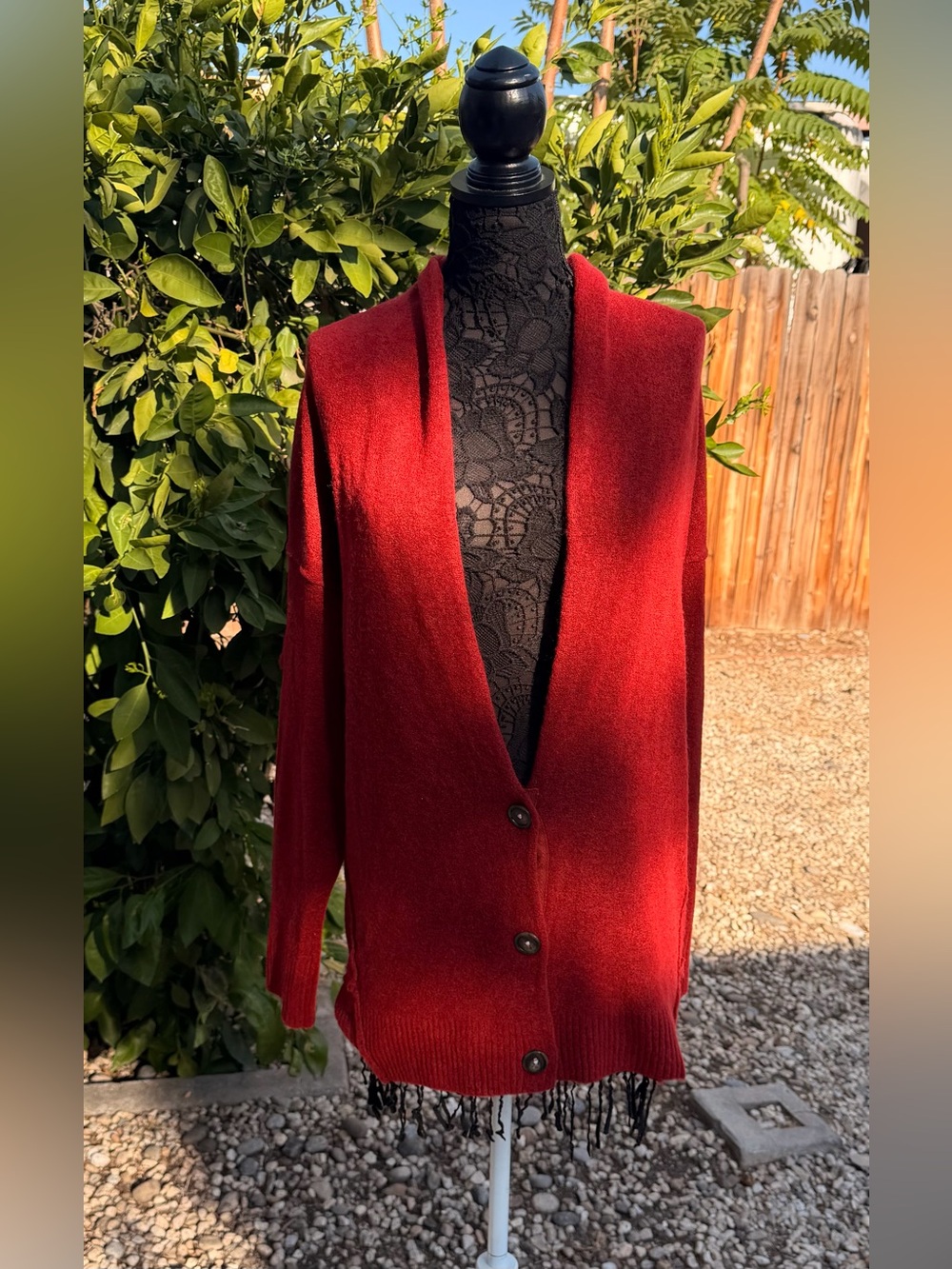 Free People Women's Orange Button-Front Shawl Collar Sweater Cardigan